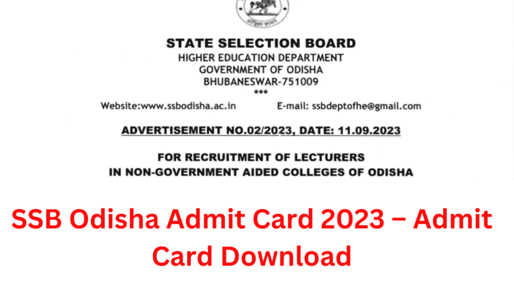 SSB Odisha Admit Card 2023 – Admit Card Download