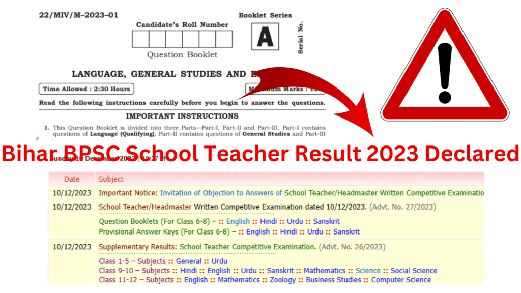 Bihar BPSC School Teacher Result