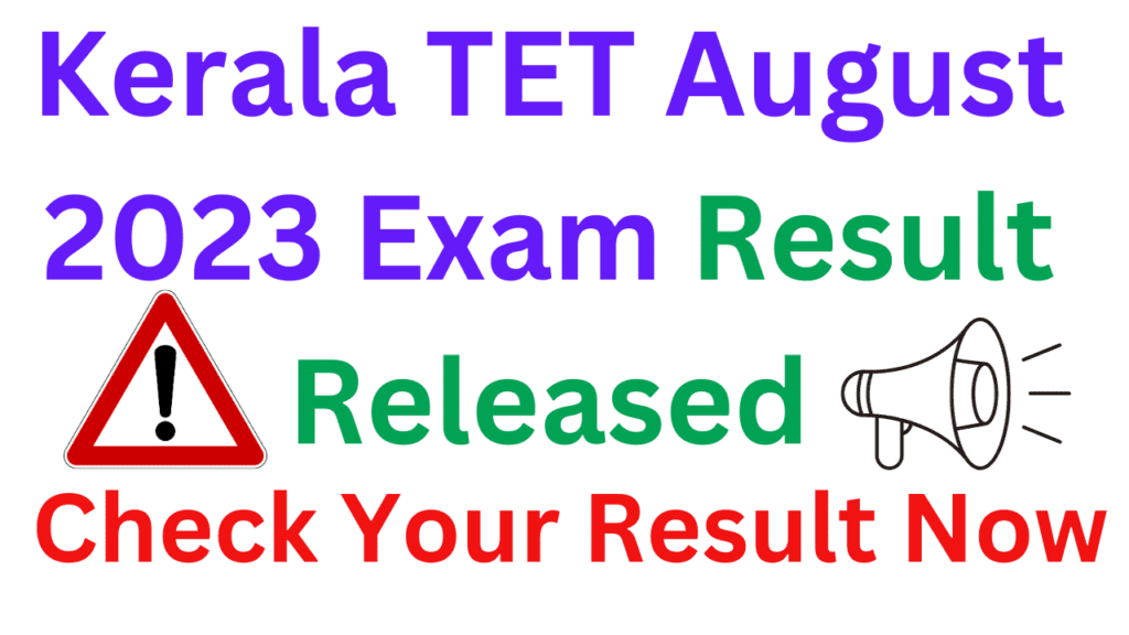 Kerala TET August 2023 Exam Result