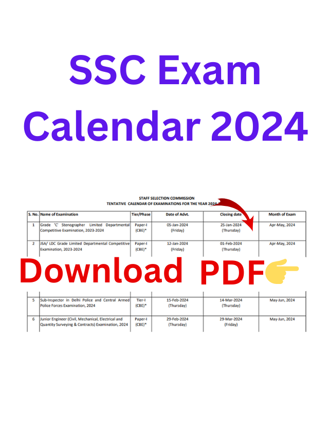 SSC Exam Calendar 2024