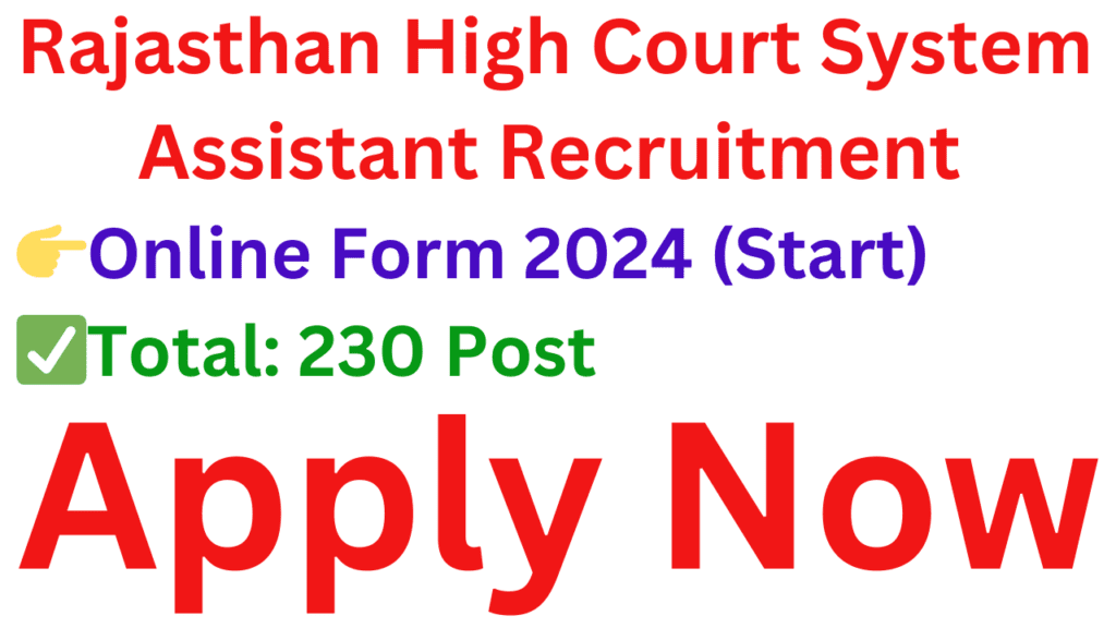 Rajasthan High Court System Assistant Recruitment Online Form 2024