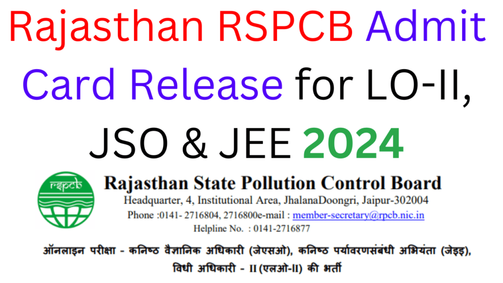 Rajasthan RSPCB Admit Card 2024