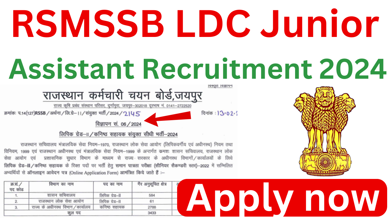 RSMSSB LDC Junior Assistant Recruitment 2024